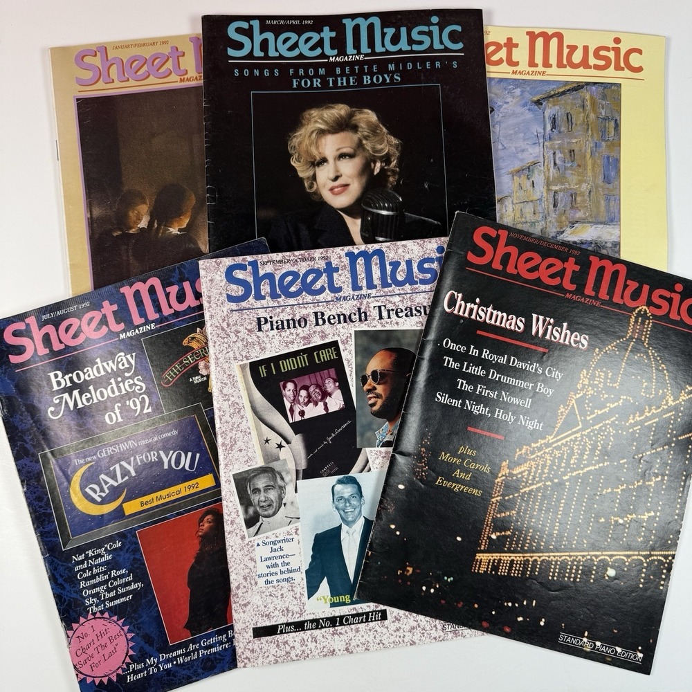 Sheet Music Magazine 1992 Complete Year 6 Issues Vocal Piano Guitar Vintage